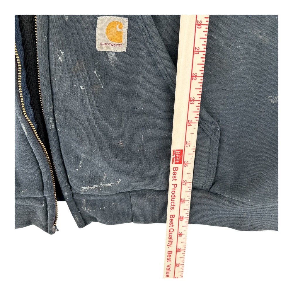 VTG Carhartt Jacket Hoodie Rain Defender Gray Mens 2XL Paint Distressed Read - Picture 3 of 13